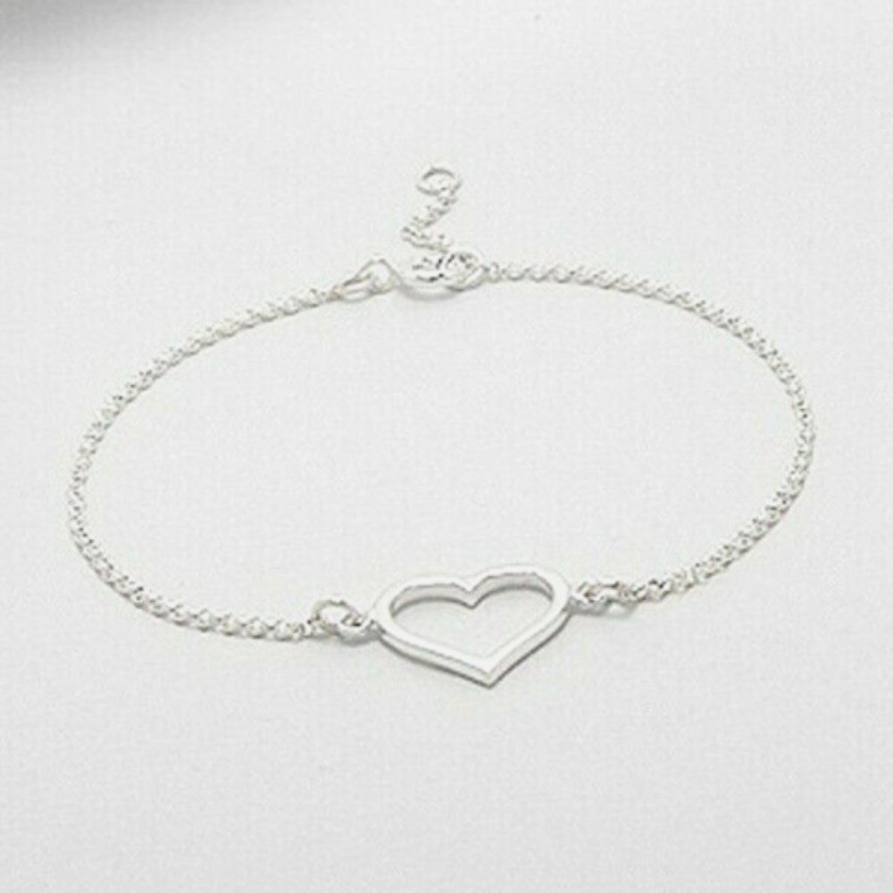 925 Sterling Silver Heart Chain Bracelet